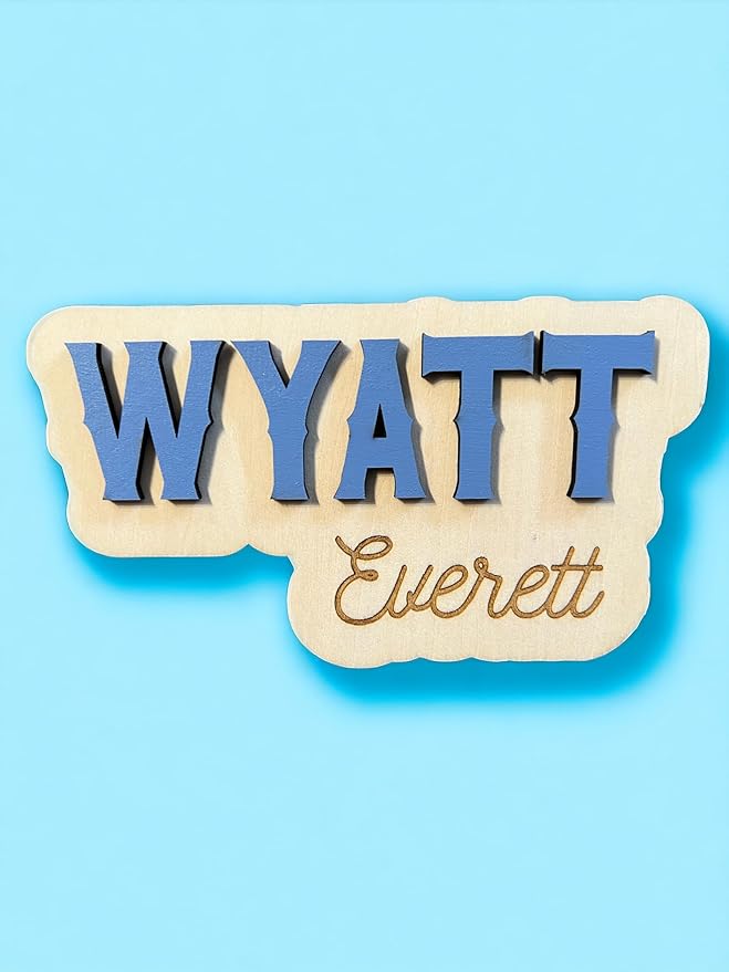 Generic Personalized 3D Newborn Baby Name Announcement, Hospital Photo Prop Plaque, Baby Name Sign - 7 Inch Wooden Sign