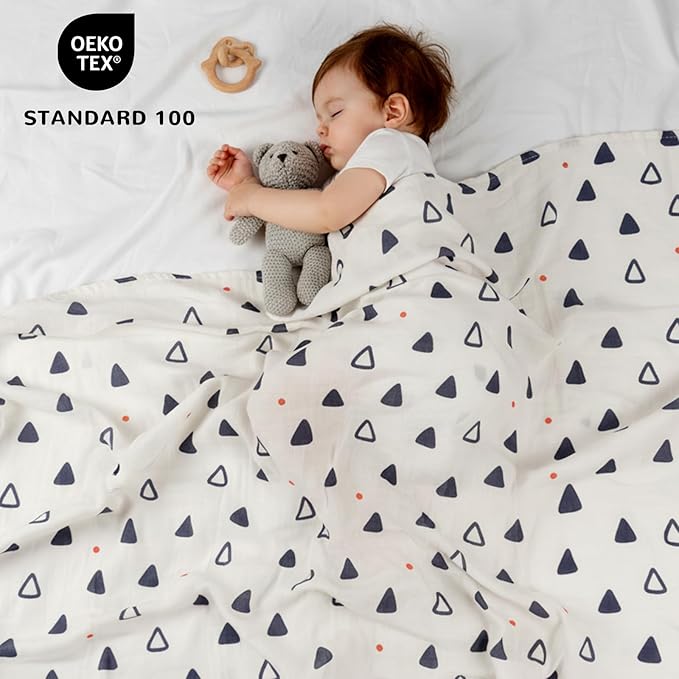 HECCEI Muslin Swaddle Blanket - Baby Muslin Blanket Large Swaddles 47 x 47 inches Breathable & Soft Baby Receiving Blanket Gender Neutral for Newborn Boys Girls, Bubble Play