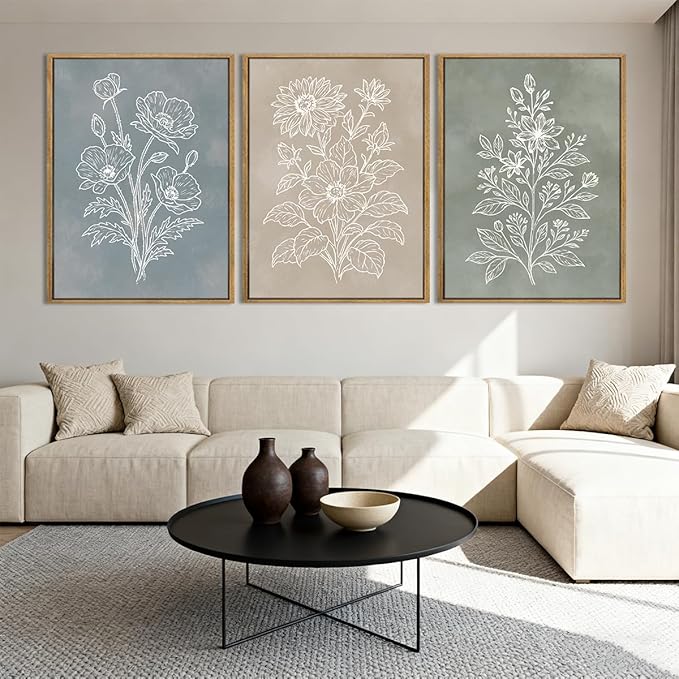Anyzal Botanical Farmhouse Wall Art Floral Painting Boho Plant Artwork for Living Room Bedroom Dining Room 12x16 Inch Set of 3