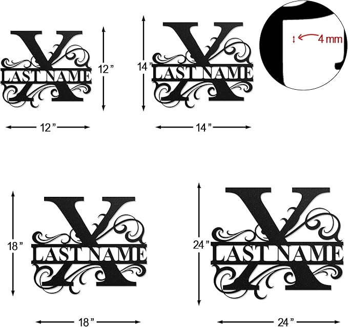 LULLBABYMALL Custom Metal Signs - Last Name Sign, Split Letter Monogram, Letter X, Family Name Wall Art, Outdoor Metal Signs, Personalized Wedding Gift