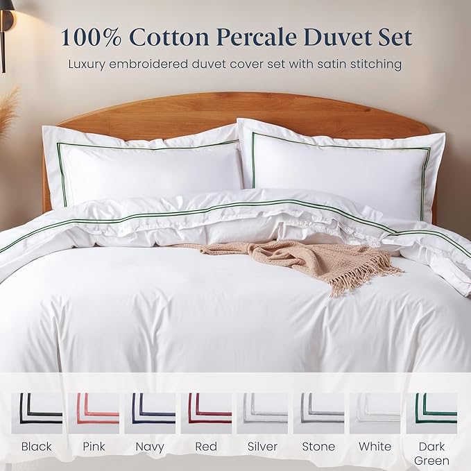 Ella Jayne Twin Duvet Cover (2 Pcs), 100% Cotton Percale, Twin/Twin XL, Soft, Breathable & Lightweight Including Duvet Cover (1 Piece) 68" x 90" Inches with 1 Pillow Shams (Dark Green Design)