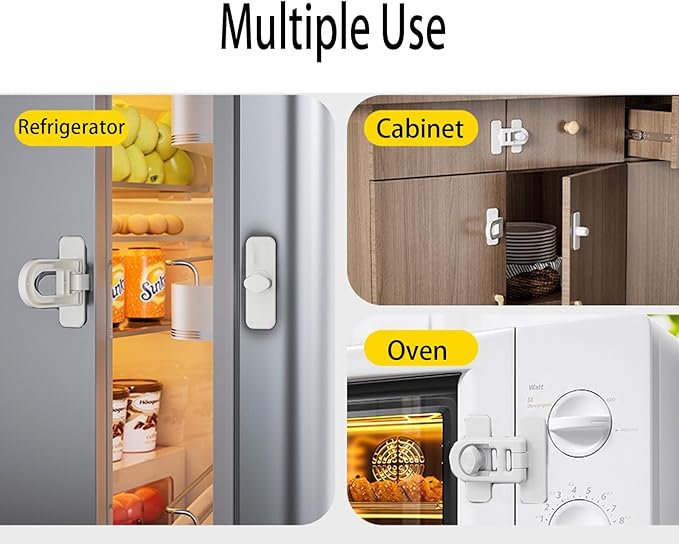 CMINGJ（2 pack） Child Safety Lock for Baby, Child proof Refrigerator Lock, for Fridge, Cabinets, Drawers, Dishwasher, Toilet and Child Safety Cabinet Lock, for Child,Kids and Toddlers, White