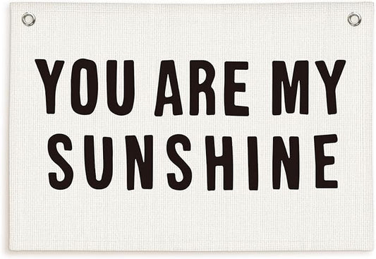 Lacama You Are My Sunshine Linen Wall Hanging Banner, Kids Room Decor, Kids Room Nursery Art, Trendy Pennant Flag Banner Wall Hanging Decor for Nursery Home Classroom