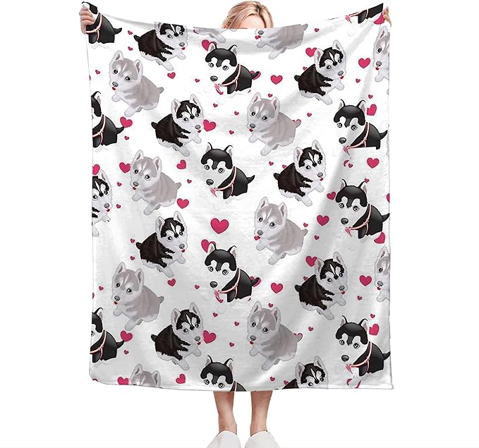 Alaskan Malamute Dog Blanket Cute Dog Throw Blanket Alaskan Dog Gifts and Decor Dog Blanket for Girls Women Kids Adults Soft Warm Cozy Fleece Blanket for Couch Sofa Bed 50"x40"