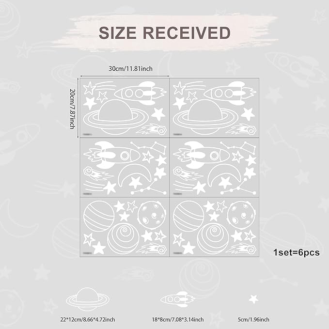 Space Wall Decals,Outer Space Stars Wall Sticker,Planets, Shooting Stars,Rocket Self-Adhesive Mural，Removable Planet Sticker for Living Room Baby Nursery Kids Room Wall Decoration