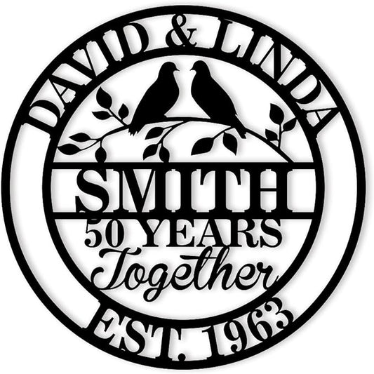 Personalized Wedding Anniversary Metal Signs | Custom Name Metal Sign | 50th 60th 40th 30th 25th or Any Year Metal Sign Wedding Gift | Metal Wall Art | Anniversary Gift for Couple Parents