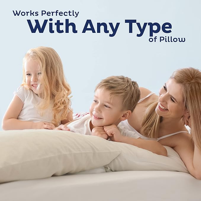 Snuggle-Pedic Pillow Case - Queen 20" x 30" White Pillow Cases w/Breathable Stretch Knit Cotton