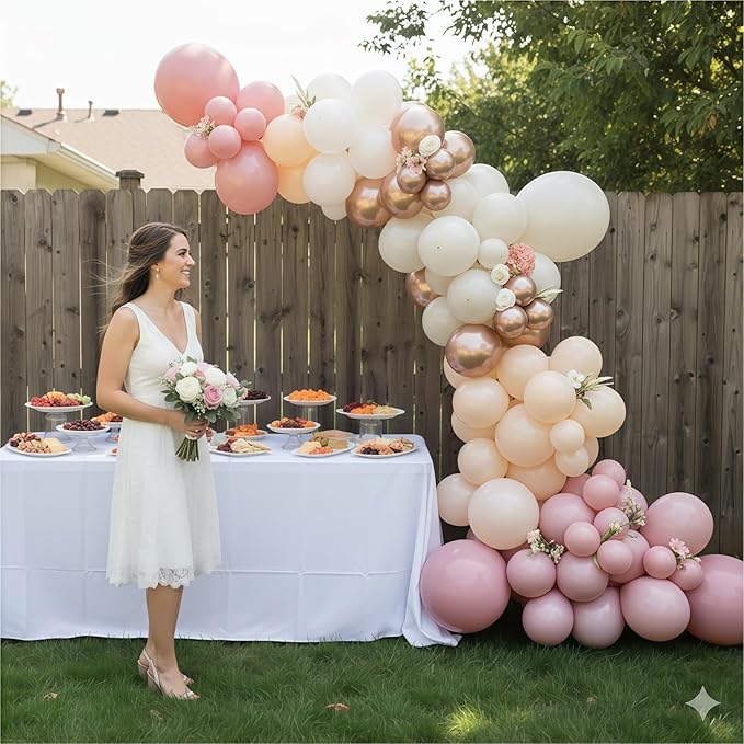 Nude Dusty Pink Balloons Set, 60Pcs 12 Inch Retro Blush Pink Apricot Helium Balloon with Beige White Champagne Gold Latex Neutral Balloons for Birthday Wedding Baby Bridal Shower Party Decorations