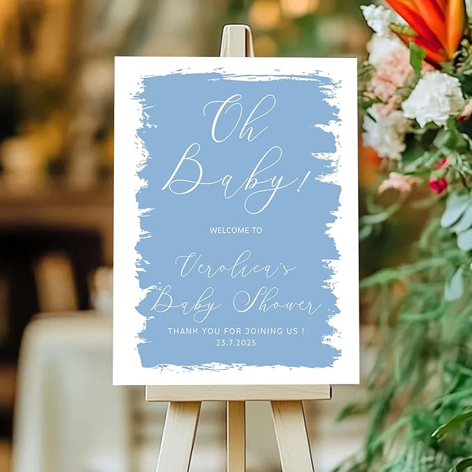 Personalized Color Brush Stroke Baby Shower Welcome Sign for Veronica - Oh Baby Announcement Sign
