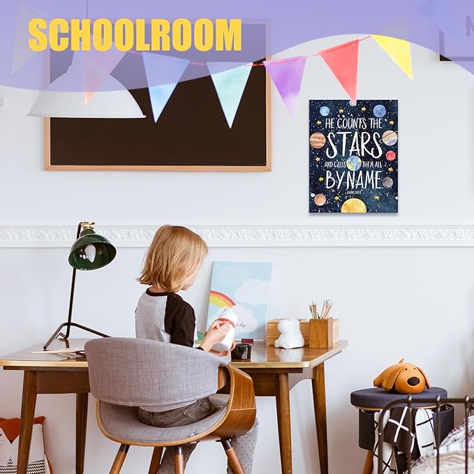 URLLUAE Solar System Canvas Poster Prints, Space Nursery Decor,Space Wall Art,Outer Solar System for Kids Room Decor for Boys Room,11x14 Inches