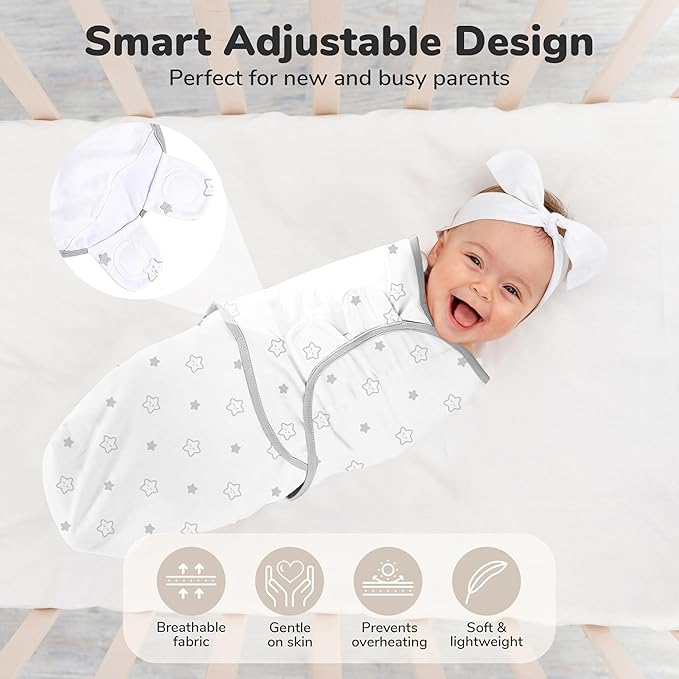 Mama Cheetah Baby Swaddle Sack, Organic Swaddle Blanket, Newborn Swaddling Sleep Sacks, Adjustable Easy Swaddles for Boy Girl 0-3 Month, Baby Essentials, Nursery Swaddling, 3-Pack