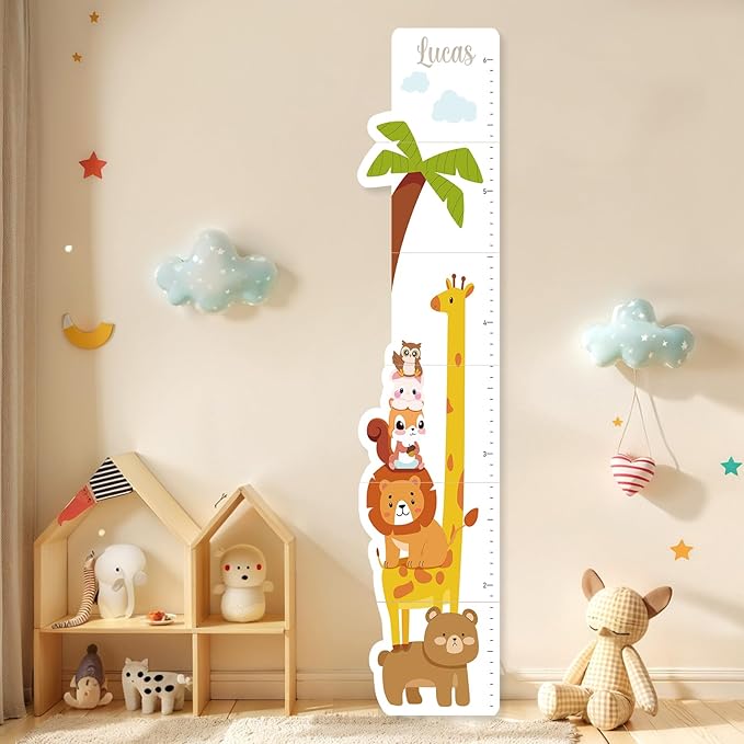Personalized Name Growth Chart for Kids, Zoo Kids Growth & Measuring Chart in Inches, Fun & Stylish Height Tracker for Children, Growth Ruler