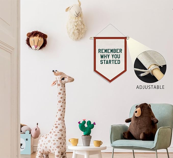 Motivational Nursery Kids Room Decor Nursery Classroom Kids Boy Girl Bedroom Playroom Decor Wall Art, Remember Why You Started Banner Canvas, 15x11in