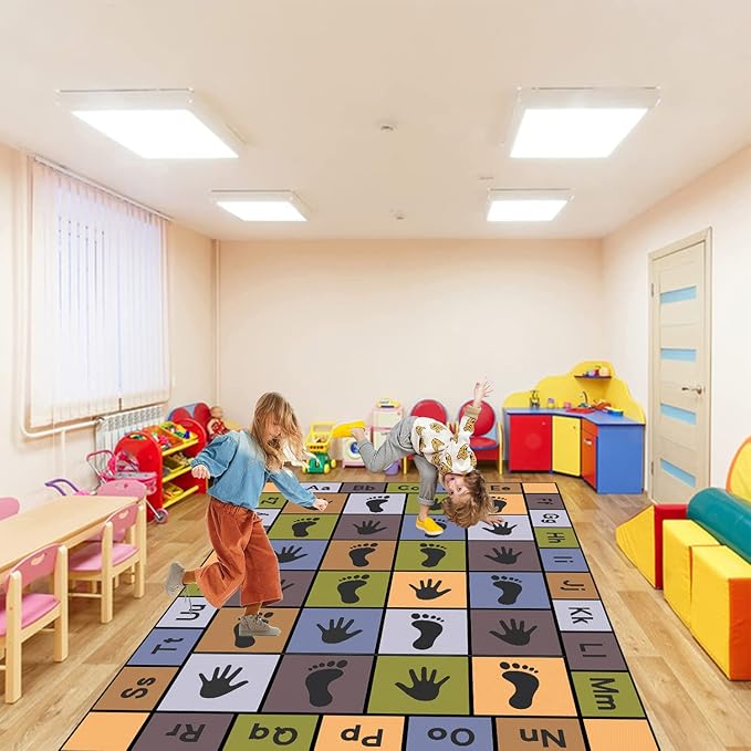 Hopscotch Play Rugs Kids, ABC Alphabet Education Carpet, Playroom Bedroom Living Room Decor Learning mat (Blue,79x118 in)