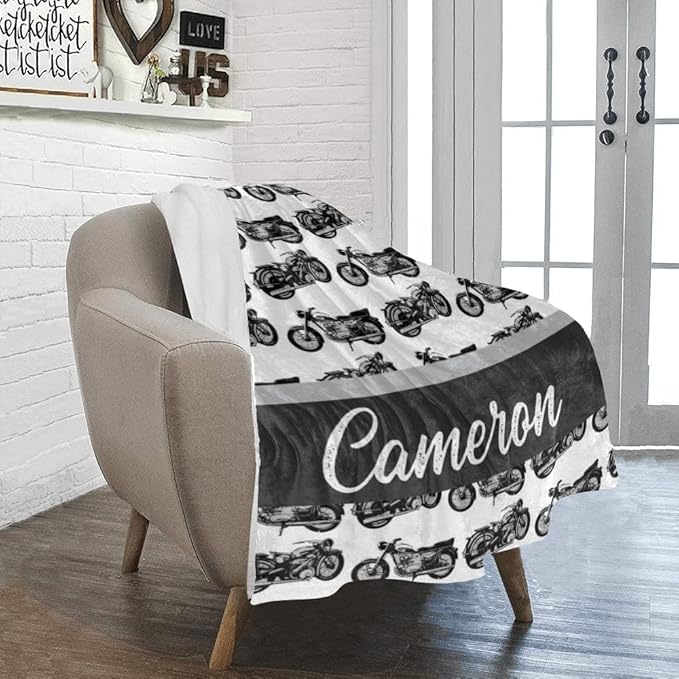 Personalized Baby Blanket with Name, Motorcycle Blanket with Name for Boys Girls, Best Gift for Baby Blanket, Baby Blankets for Boys Personalized, Baby Fleece Blankets for Boys