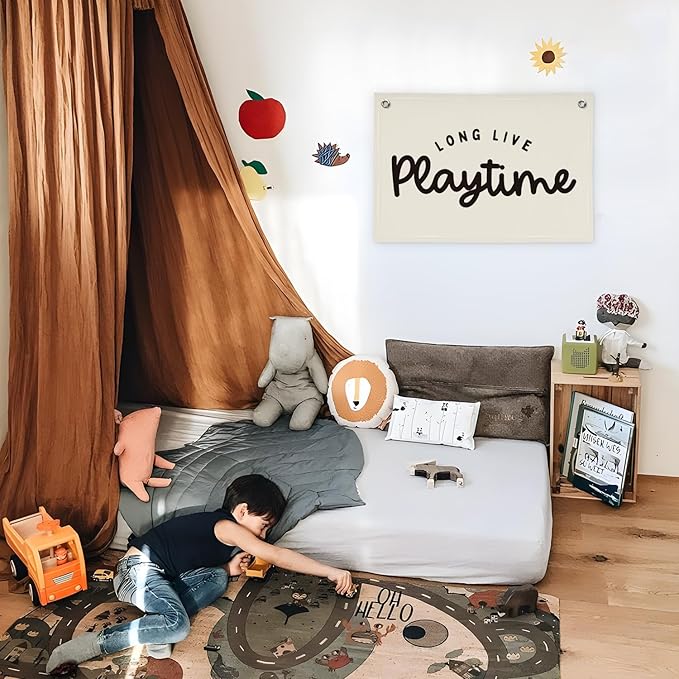 Playroom Decor,Long Live Playtime Linen Hanging Banner Flag Decor for Nursery Playroom Toddler Kids Room Decor, Classroom Decorations,Classroom Must Haves 30x20 playtime