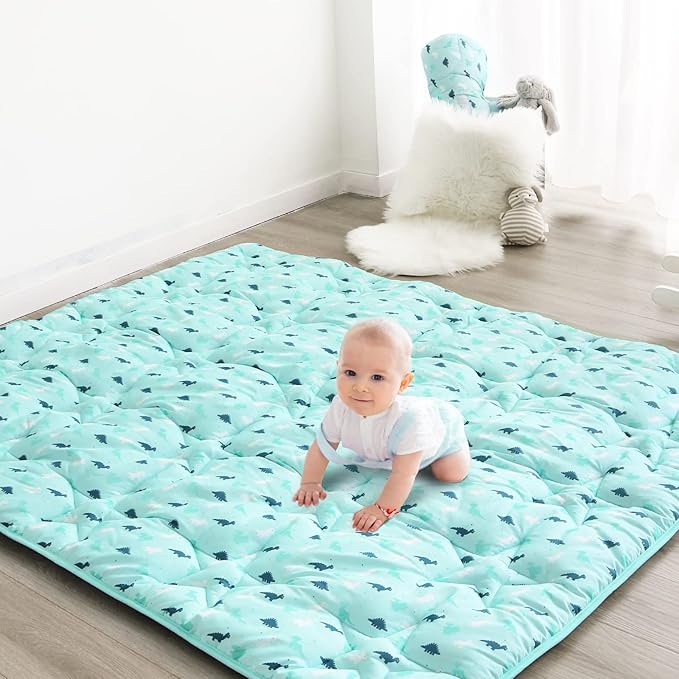 SPRINGSPIRIT Baby Play Mat, 47x47 Infant Play Mat for Playpen, Thicken Cushioned PlayMat for Floor, Non-Slip Washable Baby Playmat, Toddlers, Dinosaur
