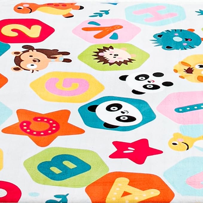 Baby Play Mat for Floor, 71'' x 59'' Thicken Foam Soft Padded Playmat for Tummy Time, Playpen Mat for Toddlers, Water-Repellent Coral Velvet, Non-slip Bottom Safe for Crawling (Animal)