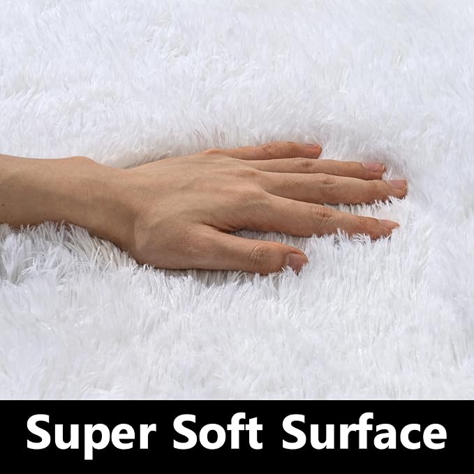 White Area Rugs 9x12 Living Room - Super Soft Fluffy Rug Non Slip Large 9 by 12 Area Rug for Bedroom Washable