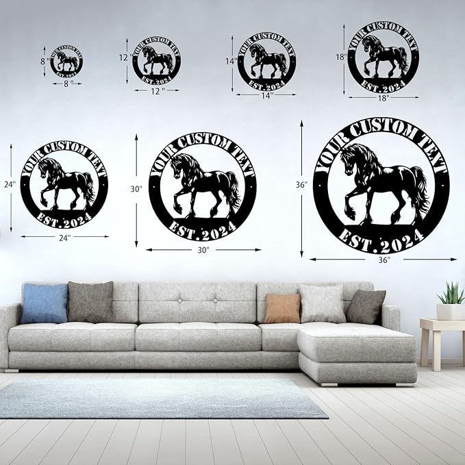 Personalized Horse Metal Sign – Custom Name & Established Date Rustic Farmhouse & Home Decor, Handcrafted Wall Art