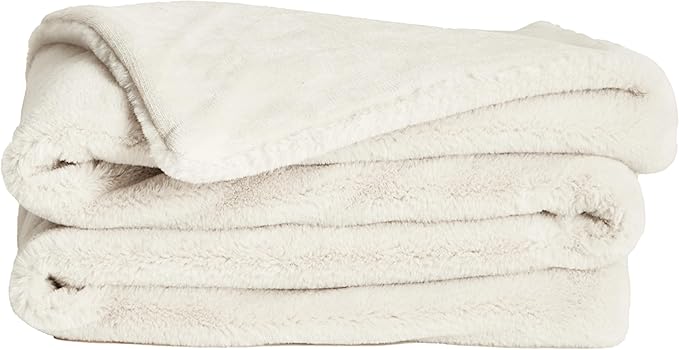 UnHide Lil’ Marsh - Faux Fur Blanket - Durable, Lightweight, Extra Soft Blanket - Machine Washable - Add a Layer of Softness to Any Bed, Couch, or Reading Chair - Snow White, Small (50” x 60”)