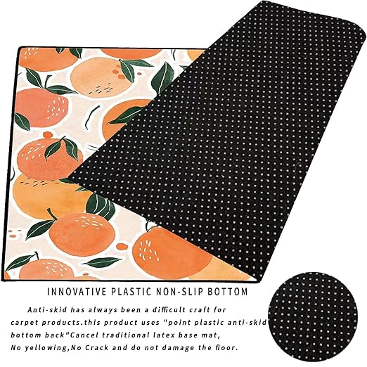 Fruit Orange Rug Tangerine Area Rugs for Bedroom Dorm Living Room Citrus Throw Rug Floor Mat Pad Doormat Carpet, 5' x 7'(150 x 210cm)