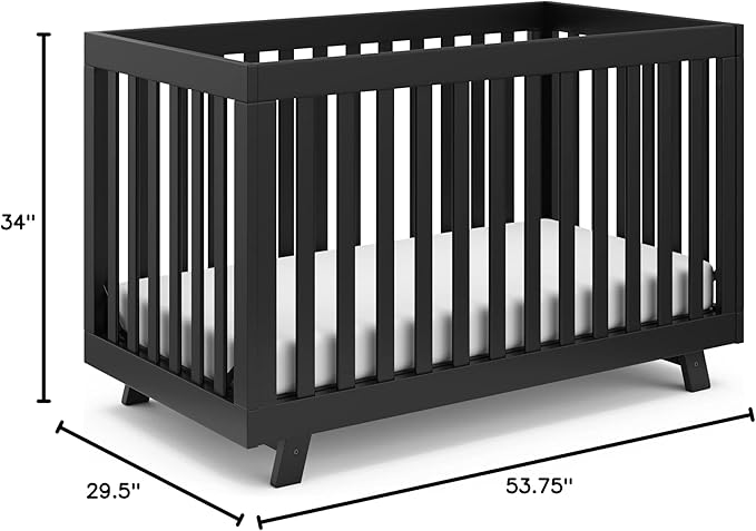 Storkcraft Beckett Convertible Crib (Black) – Converts from Baby Crib to Toddler Bed and Daybed, Fits Standard Full-Size Crib Mattress, Adjustable Mattress Support Base