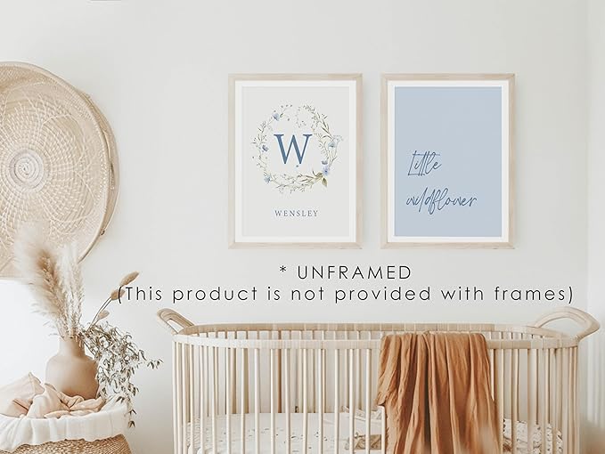 Personalized Name Flower Nursery Wall Art Prints, Crib & Nursery décor, Newborn Baby Girl Gift Present, Floral Baby Girl Room Pictures, Poster For Baby And Kids (6 Prints, Flower 7)