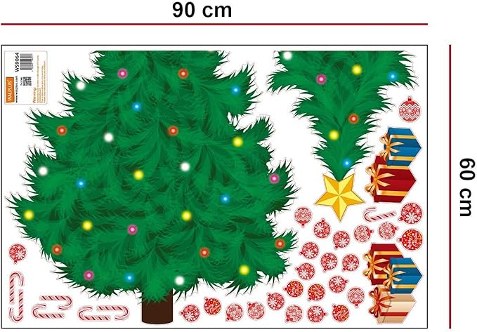 Christmas Decorations Clearance for Home Indoor Wall Stickers Merry Christmas Decor Wall Murals Decals Living Room Children Nursery Restaurant Cafe Hotel Home Decor (Traditional Christmas Tree)