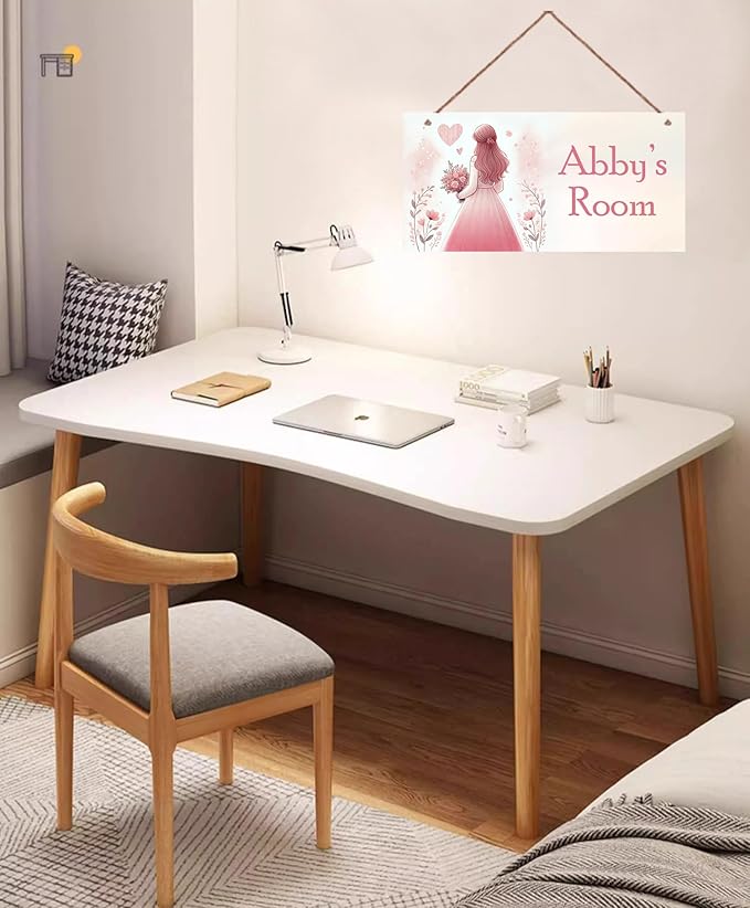 Personalized Sign For Girls Bedroom Pretty Girl and Heart Personalized Name Door Sign Wall Art Décor Wood Plaque Sign Wall Decor