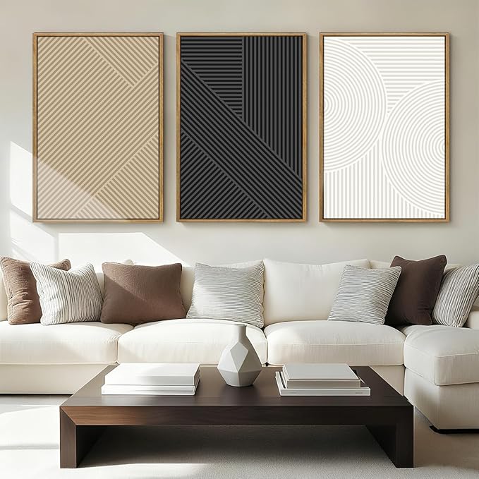 Anyzal Large Neutral Wall Art Modern Abstract Wall Decor Minimalist Boho Artwork 24x36 Inch Set of 3 for Living Room Bedroom Dining Room