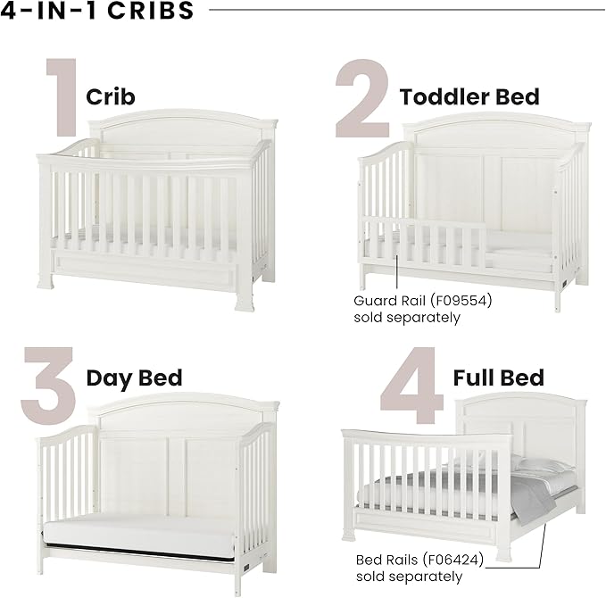 Child Craft Westgate Crib, Double Dresser, and Chest 3-Piece, Includes 4-in-1 Convertible Crib, Dresser, and Chest (Vintage Linen)