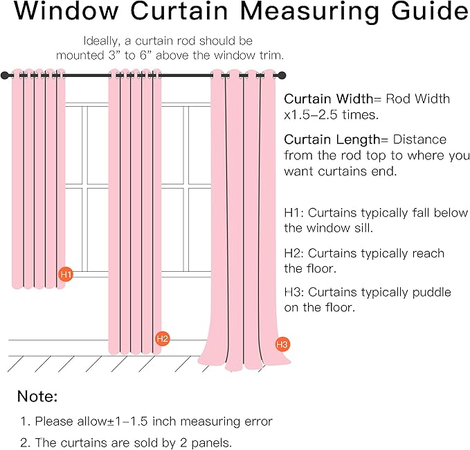 XiDi Pink Curtains for Girls Bedroom 84 Inches Long Blackout Nursery Curtains Double Layer with Sheer Overlay for Kids Toddler Princess Room Grommet Privacy Room Darkening Window Drapes 52x84 Inches