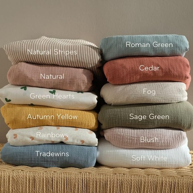 Crib Sheets – Organic Cotton Muslin Fitted Crib Sheet – Standard Size for Baby Boy and Baby Girl 28" x 52" Ultra-Soft and Breathable. (Roman Green)