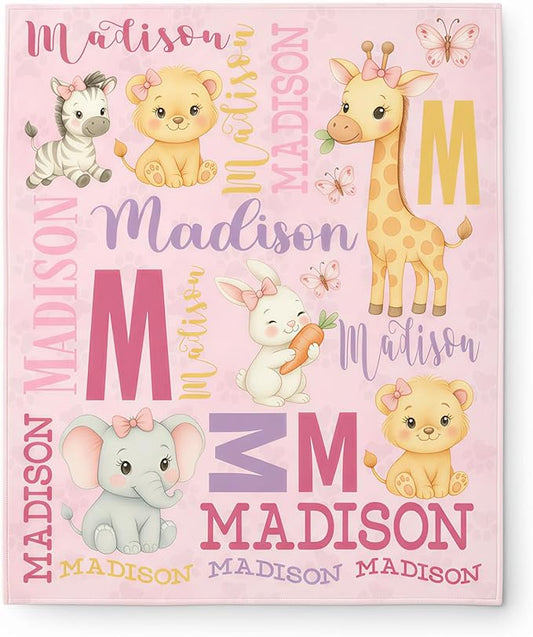 Personalized Baby Blanket for Boys Girls, Ship Next Day, Custom Name Blanket with Name, Printed in USA, Personalized Gifts for Baby Shower Birthday Christmas, Soft Blankets for Newborn Kids Adult