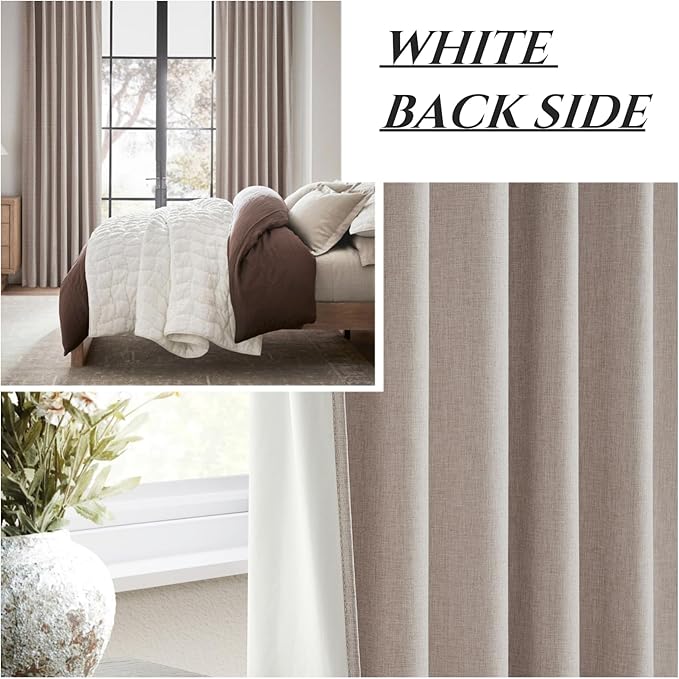 Linen 78 Inch Closet Curtains for Open Closet Doors Sliding Panels, Blackout Curtain for 80 Inches Window Heat Blocking Insulated Drapes for Summer Heat Burg for Living Room(50"W x 78"L 2Panels)