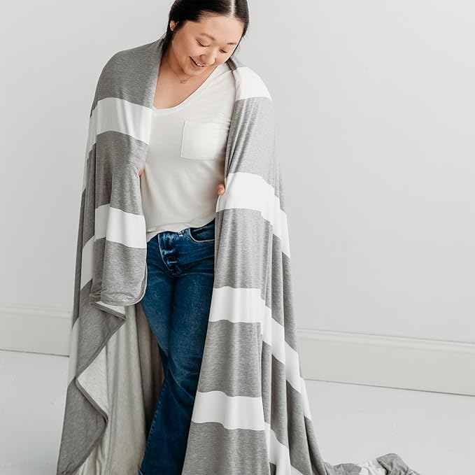 Little Sleepies Cloud Blanket, Soft Viscose from Bamboo Toddler & Baby Blanket for Boys & Girls, Lightweight, Perfect for Hot Sleepers, 65" x 85", Oversized (Heather Gray)