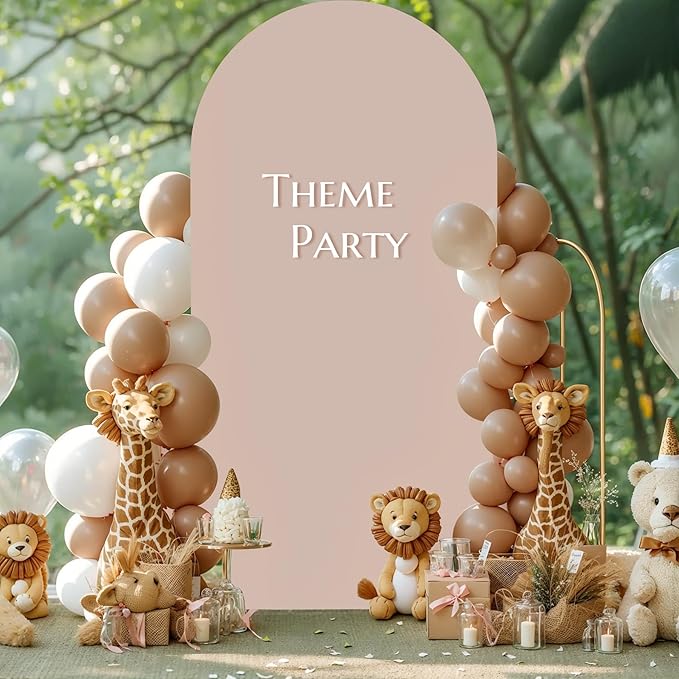 Nude Arch Backdrop Cover 6FT Spandex Fitted Wedding Arch Stand Covers Round Top Chiara Arch Covers Stretchy Backdrop Cover for Birthday Party Ceremony Banquet Decoration