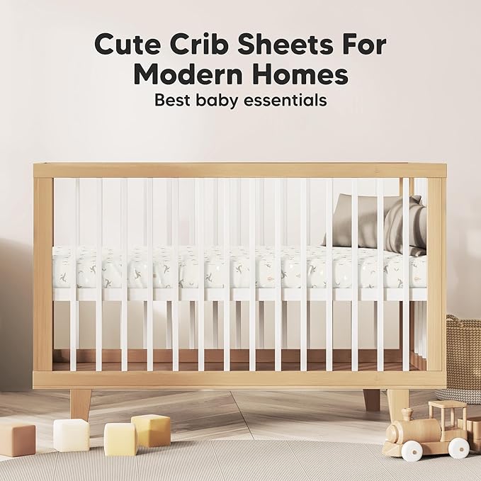 KeaBabies 2-Pack Baby Crib Sheets for Boys, Girls - 52x28 Viscose Derived from Bamboo Toddler Bed Sheets Neutral, Fitted Crib Mattress Cover for Standard Baby Bedding, Soft & Cozy (Marine Muse)
