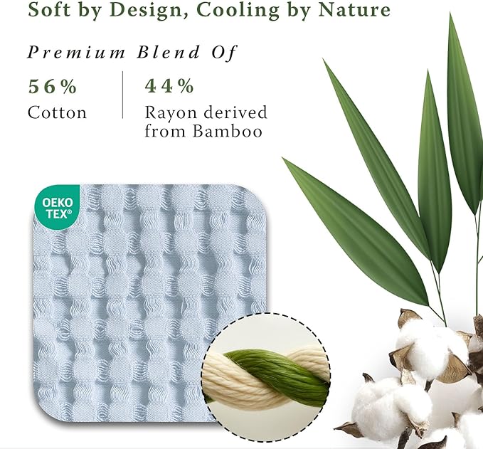 Threadmill Cooling Blanket Twin Size Waffle Weave| Breathable, Lightweight & Ultra-Soft | Made from Rayon Derived from Bamboo | Waffle Throw for Couch and Sofa | 68 x 92 Inches | Light Blue