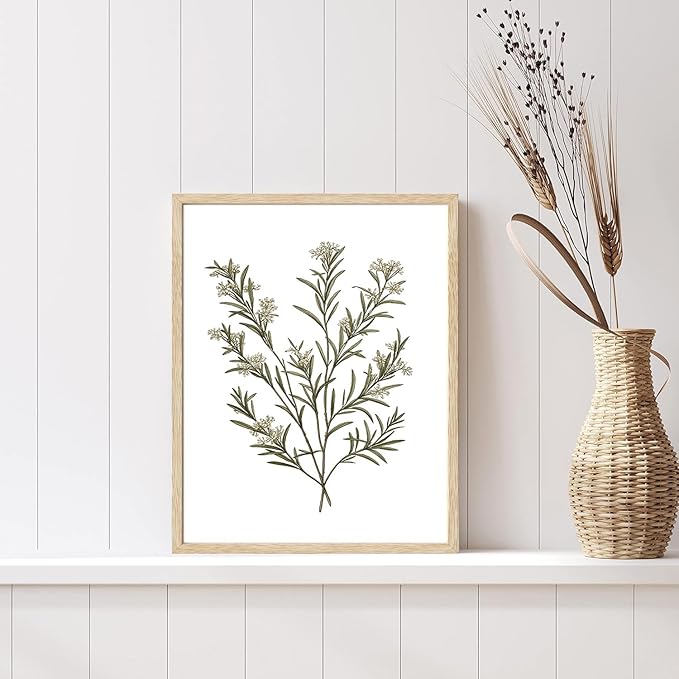 CHMMART 3 Piece Botanical Wildflower Framed Wall Art Floral Canvas Art Prints Green Plant Paintings Wall Decor Flower Pictures Artwork for Living Room Bedroom Bathroom 12x16in