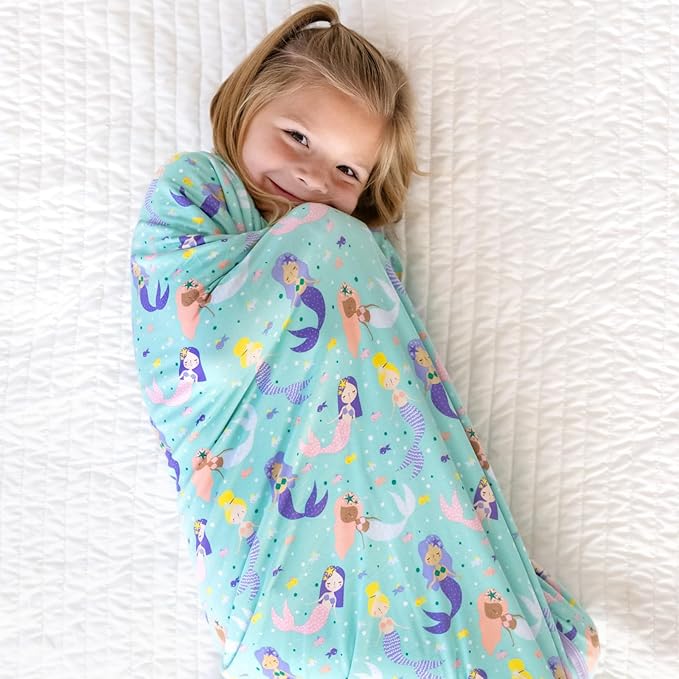 Little Sleepies Cloud Blanket, Soft Viscose from Bamboo Toddler & Baby Blanket for Boys & Girls, Lightweight, Perfect for Hot Sleepers, 50" x 50", Large (Mermaid Magic)