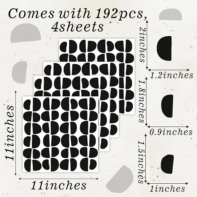 Geometric Wall Decals Vinyl Black Wall Stickers Abstract Art Sticker Modern Stickers Irregular Half Circle Arch Decal Peel and Stick Boho Black Wall Decals for Bedroom Living Room Decor