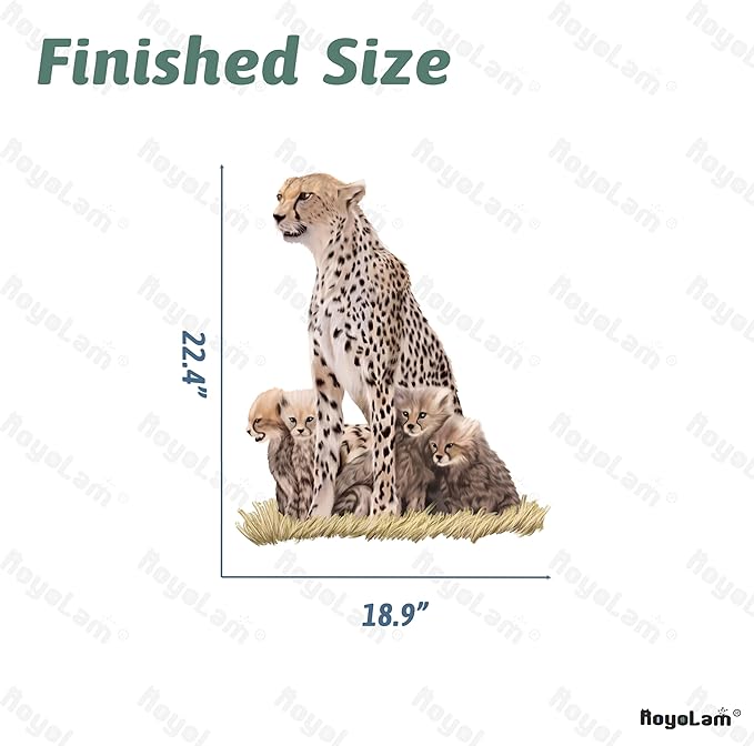 Wild Cheetah and Its Cubs Wall Decal Nursery Animal Wall Sticker Removable Peel and Stick Waterproof Wall Art Decor for Kids Baby Classroom Preschool Living Room Playing Room Bedroom School