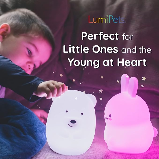 Lumipets Fiona The Fox Squishy Night Light for Kids | Silicone Mood Lamp with Tap & Remote Control | Rechargeable Color Changing Animal NightLight for Boys & Girls | Portable Nightlight with USB Cord