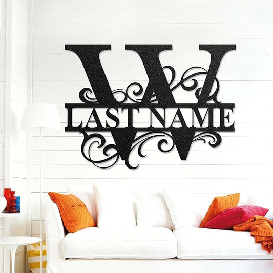 LULLBABYMALL Custom Metal Signs - Last Name Sign, Split Letter Monogram, Letter W, Family Name Wall Art, Outdoor Metal Signs, Personalized Wedding Gift