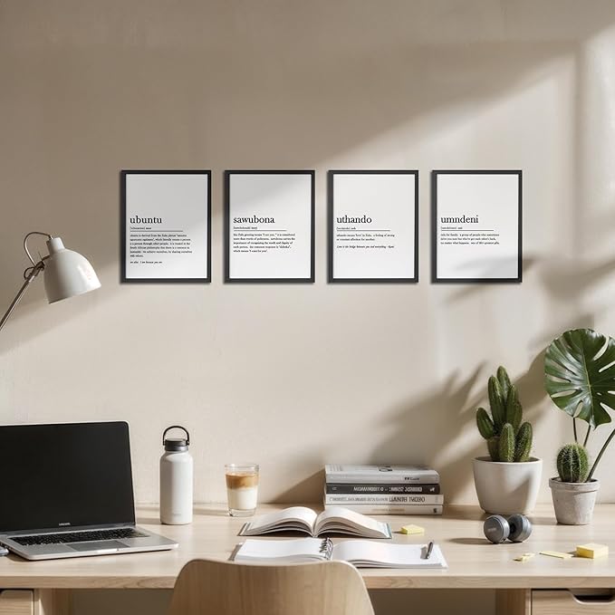 OFJE South African Inspirational Ubuntu Wall Art Decor Prints Set of 4, Zulu Ubuntu Definition Positive Quote Wall Art Posters Decor for Home Living Room Office, 8x10 Unframed