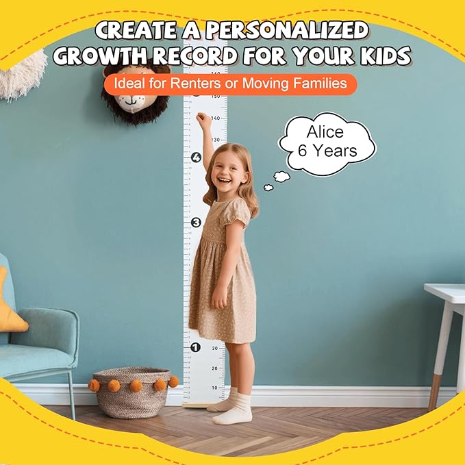 Growth Chart for Wall, Height Chart for Kids, Upgraded Full Length 78.34x8.26 Inches Removable Canvas Measurement Ruler Toddler Tracker Marker for Baby Child Nursery Bedroom Playroom Wall Decor