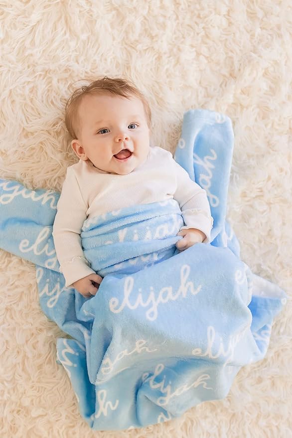 Hickory Hollow Designs Personalized Name Blanket, Color & Font Choice, Custom Minky Throw Blankets, Couch & Bedroom Decor, Fluffy Soft & Warm Bedspread, Minimalist, (Solid Color Big Name, 30" x 40")