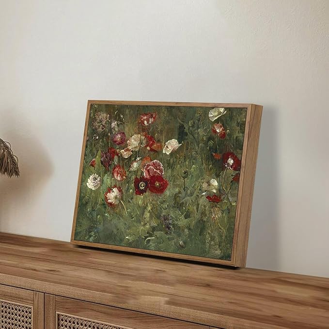 OIQArtOIQ Vintage Landscape Canvas Wall Art Framed Natural Scenery Painting Artwork Prints France Country Wilderness Farmhouse Decor Pictures Kitchen Bedroom Living Room Bathroom